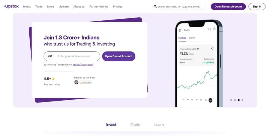 Upstox screenshot